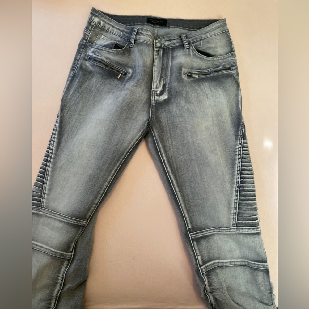 Fashion Nova grey stretchy Moto Jeans